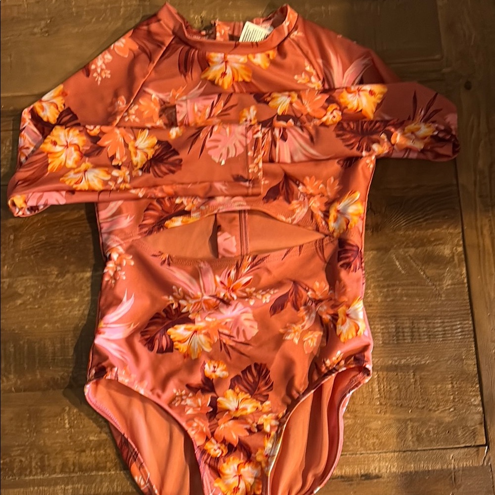 NWOT art class Floral Long Sleeve Swimsuit